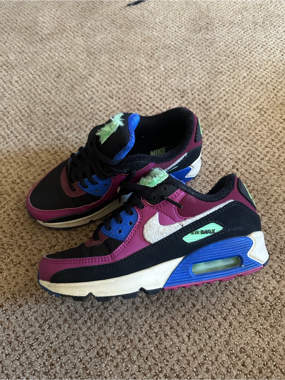 Nike Women 6.5 Air Max 90 Premium “Cactus Flower” / Multi-Color Fur